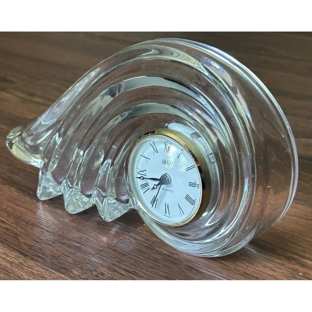 Mikasa Crystal Wave Quartz Mantle Desk Clock Germany‎